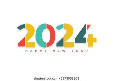 Happy new year 2024 colorful typography text logo design