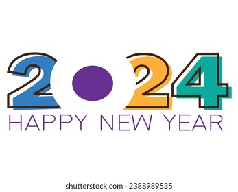 Happy New Year 2024 New Colorful vector modern fresh gradient background design  Vector illustration