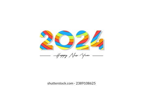 Happy new year 2024 colorful text