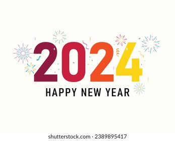Happy New Year 2024 colorful truncated numbers illustration Images for posters, signs, greetings and celebrations for the New Year 2024. Images for New Year designs.
