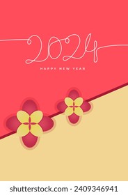 Alles Gute zum Neujahr 2024! Design-Vorlage für Gruß, Werbung, Hintergrund, Banner, Poster