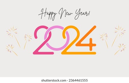 happy new year 2024 cover with modern geometric abstract background in retro style. happy new year greeting card banner design.