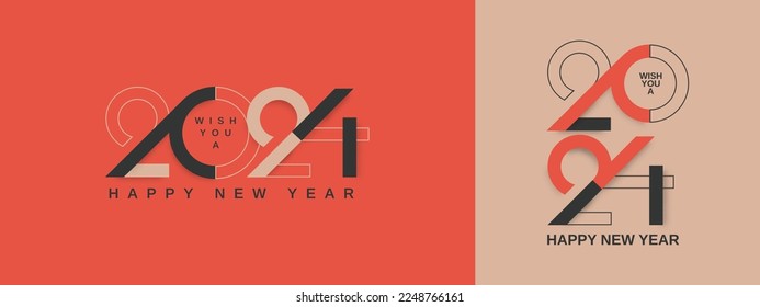 Happy new year 2024. Creative concept of 2024 new year with modern typeface number for social media template, card and banner