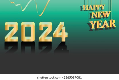 Happy new year 2024. Creative concept of 2024 new year square template with 3d text, for cover, calendar, poster, banner and media post template, invitation, celebration, vector art illustration