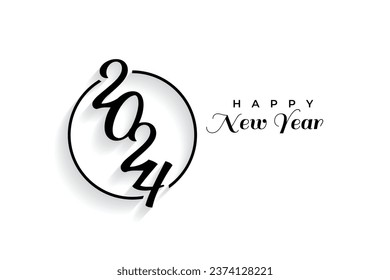 Feliz año nuevo 2024 diseño creativo de tipografía con forma de contorno