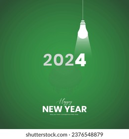 Feliz Año Nuevo 2024 Diseño creativo para anuncios en medios sociales Año Nuevo 2024