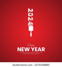 Feliz Año Nuevo 2024 Diseño creativo para anuncios en medios sociales Año Nuevo 2024