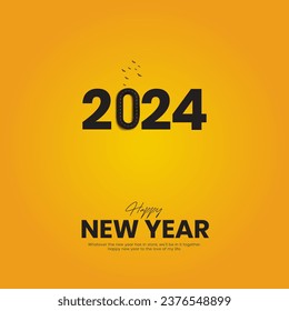 Feliz Año Nuevo 2024 Diseño creativo para anuncios en medios sociales Año Nuevo 2024