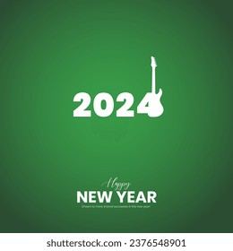 Feliz Año Nuevo 2024 Diseño creativo para anuncios en medios sociales Año Nuevo 2024