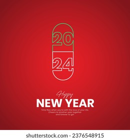 Frohes Neujahr 2024 Neues Jahr kreatives Design für Social Media-Anzeigen 2024 Neujahr