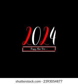 Happy New Year 2024 creative modern letters logo design template