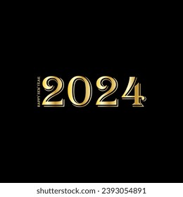 Happy New Year 2024 creative modern letters logo design template