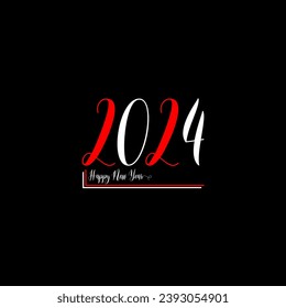 Happy New Year 2024 creative modern letters logo design template