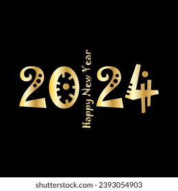Happy New Year 2024 creative modern letters logo design template