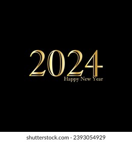 Happy New Year 2024 creative modern letters logo design template