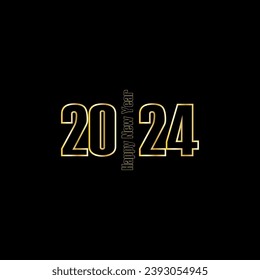 Happy New Year 2024 creative modern letters logo design template