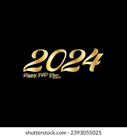 Happy New Year 2024 creative modern letters logo design template