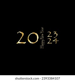 Happy New Year 2024 creative modern letters logo design template