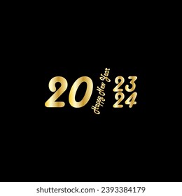 Plantilla de diseño del logotipo de letras modernas creativas de Happy New Year 2024