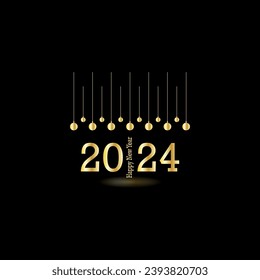 Happy New Year 2024 creative modern letters logo design template
