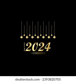 Frohes neues Jahr 2024 kreative, moderne Buchstaben Logo-Design-Vorlage