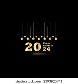 Happy New Year 2024 creative modern letters logo design template