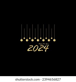 Happy New Year 2024 creative modern letters logo design template
