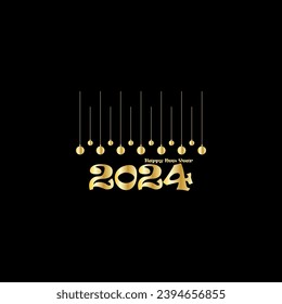 Happy New Year 2024 creative modern letters logo design template