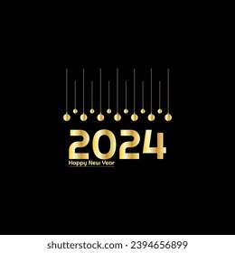 Happy New Year 2024 creative modern letters logo design template