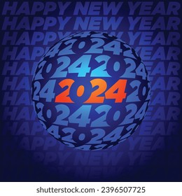 Happy New Year 2024 creative concept template for Christmas. Typography logo design mockup for calendar, greeting card, banner, label.

