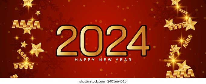 Feliz año nuevo 2024 creativo y elegante vector de diseño de pancartas