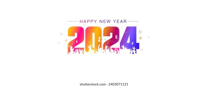 Happy new year 2024. Creative concept of new year eve night party, music and dance background.