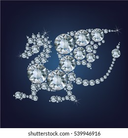 Happy new year 2024 creative greeting card with Dragon made up a lot of diamonds
