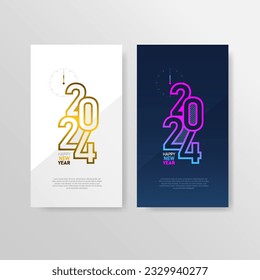 Happy New Year 2024 deign collection. Colorful gradient 2024 number. Template design for poster, calendar, banner, flyer, web. Vector illustration