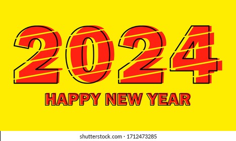 Happy New Year 2024 Design Template. Modern Design for Calendar, Invitations, Greeting Cards, Holidays Flyers or Prints.