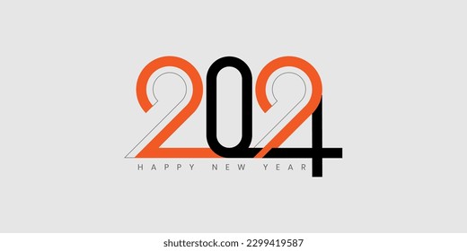 Happy new year 2024 design, 2024 logo text design. new year celebration concept for greeting card, banner and template. 