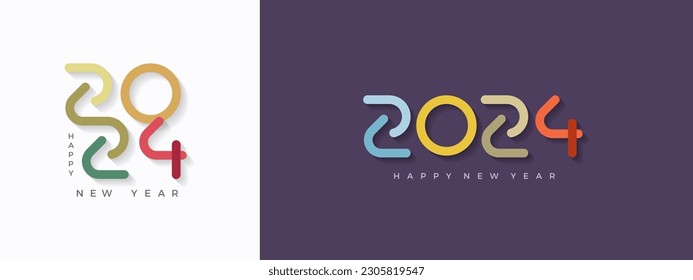 happy new year 2024 design with colorful concept