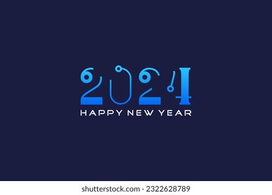 happy new year 2024 design, with truncated numbers and connection circle. Premium vector design for 2024 new year poster, banner, greeting and celebration.