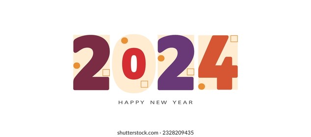  Happy new year 2024 design for poster, flyer, calendar, cover and media post