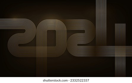 Happy new year 2024 design, Unique digits with luxury golden glitters numerals. Design for greeting, poster, banner or calendar print.