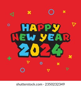 Happy new year 2024 design. Colorful premium vector design for poster, banner, greeting and new year 2024 celebration.