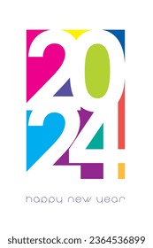 Happy new year 2024 design. With colorful truncated number illustrations. Premium vector design for poster, banner, greeting and new year 2024 celebration.