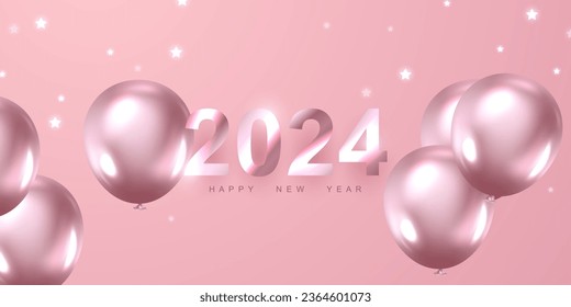 happy new year 2024 with design template 2024 new year celebration concept for banners, greeting cards and elegant post templates, vector illustration.