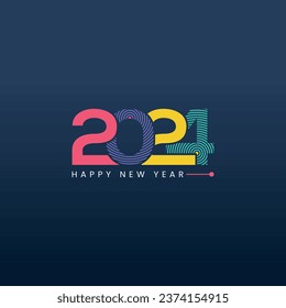 Happy New Year 2024 design vector template. Celebration concept with creative colorful decoration.