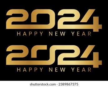 Happy new year 2024 design. With colorful truncated number illustrations. Premium vector design for poster, banner, greeting and new year 2024 celebration.