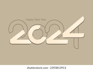 Happy new year 2024 design. With typography truncated number illustrations. Premium vector design for poster, banner, greeting and new year 2024 celebration.