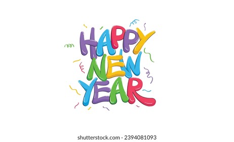 Happy New Year 2024. Design templates for calendar covers, posters, social media and other purposes. Fun Colorful design typography. Greeting background banner logo illustration. 