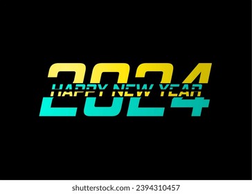 Happy new year 2024 design. With colorful numbers illustration. Premium vector design for 2024 new year celebration