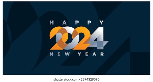 Happy new year 2024 design. With colorful truncated number illustrations. Premium vector design for poster, banner, greeting and new year 2024 celebration.