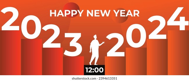 Happy new year 2024 design. With colorful truncated number illustrations. Premium vector design for poster, banner, greeting and new year 2024 celebration.